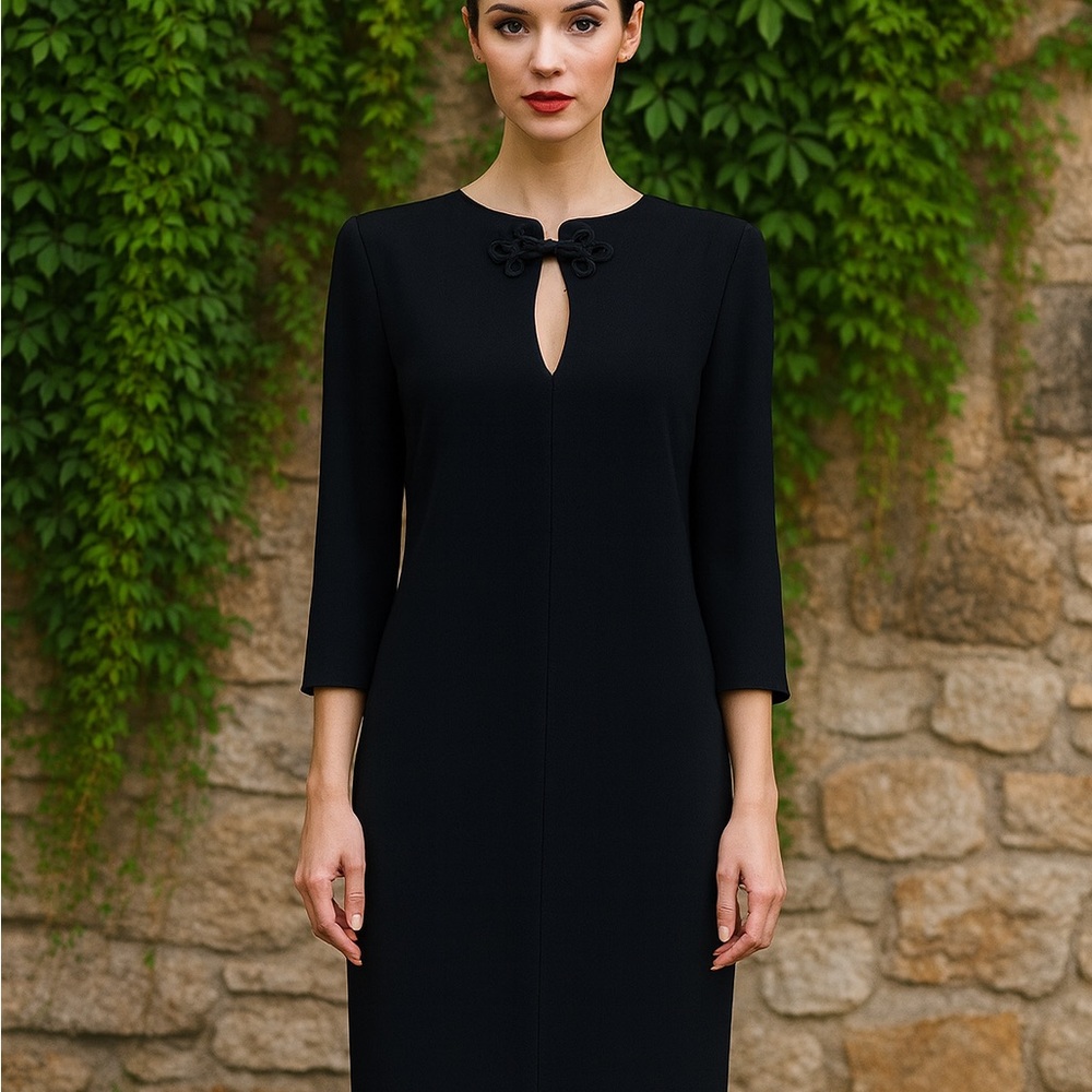 TOM AND LINDA PLATT STUDIO Quiet Luxury Minimalist Elegant Black Dress, 8 - Picture 2 of 11